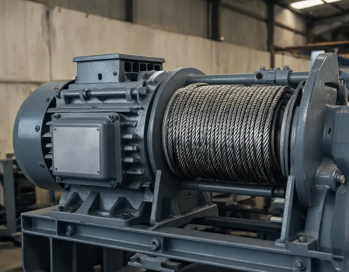 120 volt ac electric winch motor plate and drum, illustration only